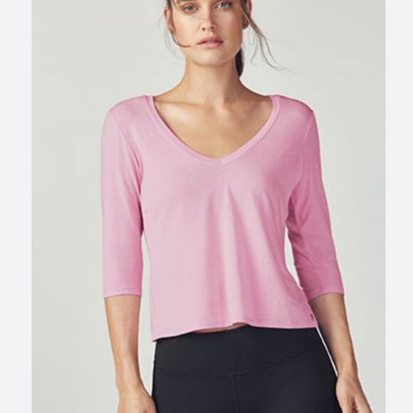 Fabletics NEW Samantha Pink Short Sleeve V Neck Tee Plus Size XXL - Picture 1 of 8